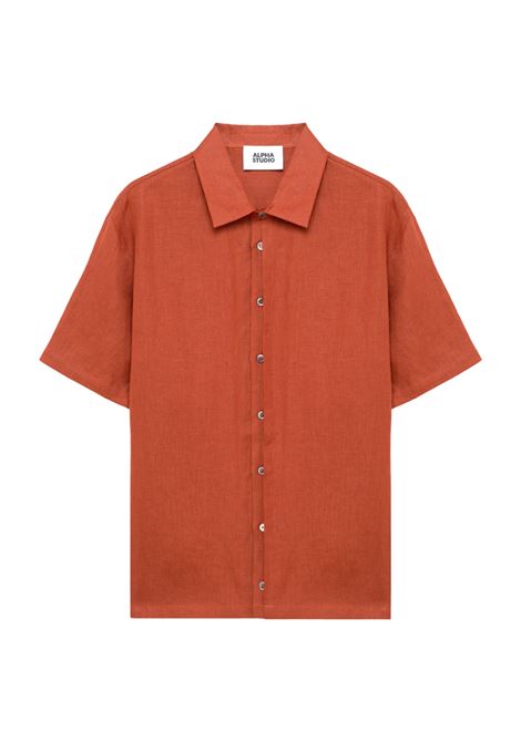 Alpha Studio camicia in lino color ruggine a maniche corte ALPHA STUDIO | CAMICIE | AU-5375L1011